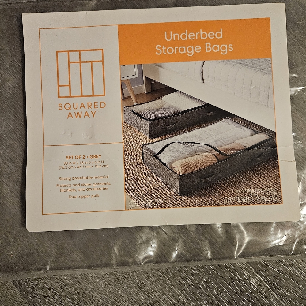 Underbed Storage 2pk Bags Grey